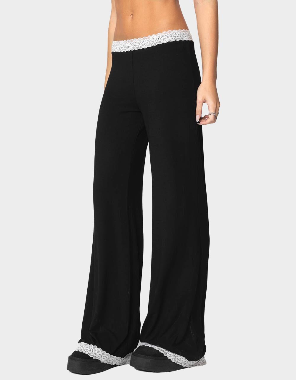 EDIKTED Domino Contrast Lace Trim Pants Product Image