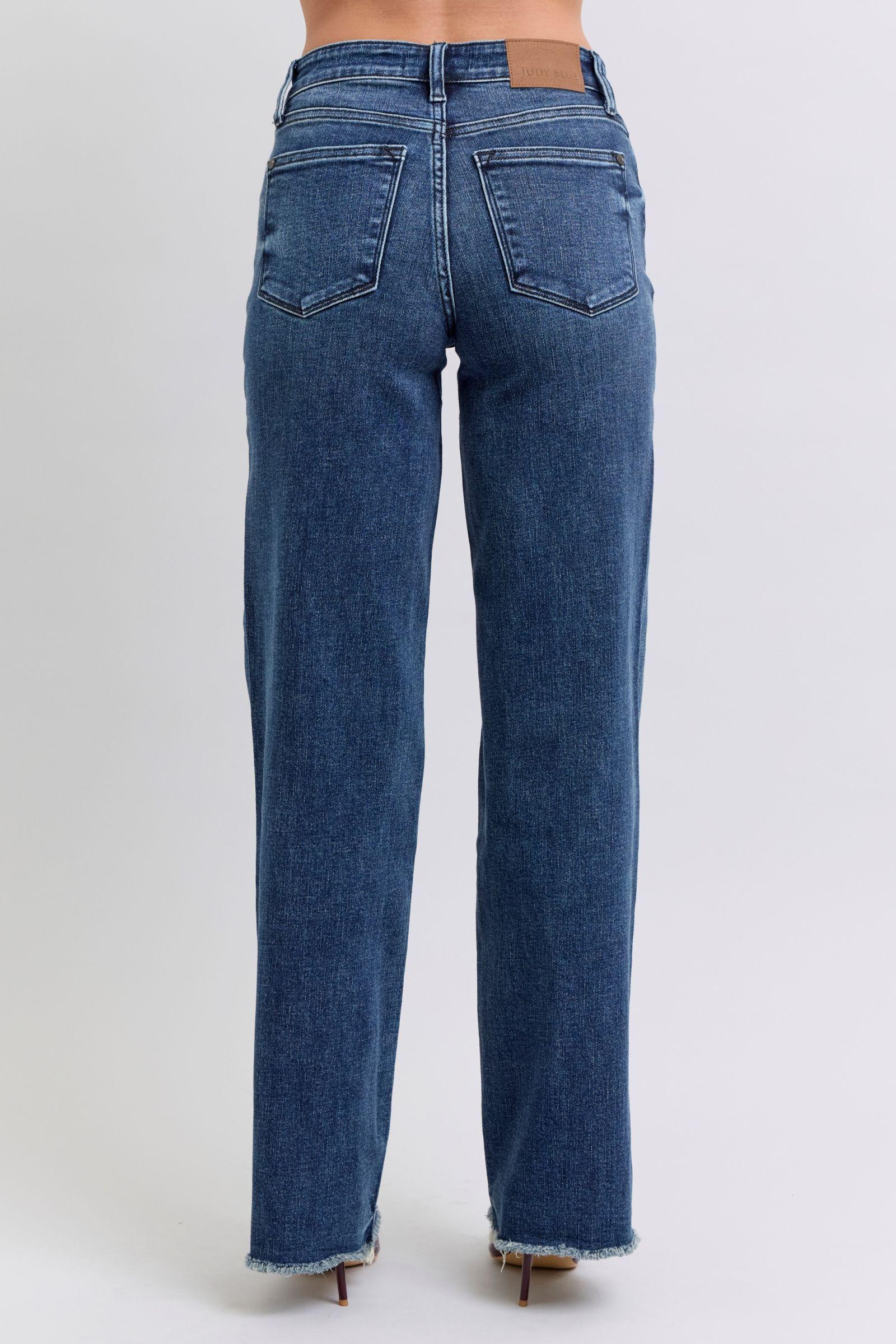 Judy Blue Raw Hem Mid Rise Jeans Product Image