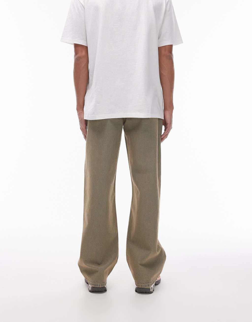 Topman wide leg jeans in heavy rust tint wash Product Image