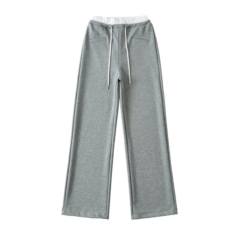 High Waist Mock Two Piece Wide Leg Pants Product Image
