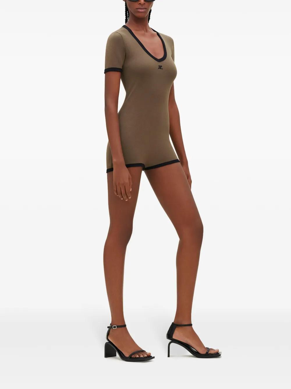contrasting-trim cotton playsuit  Product Image