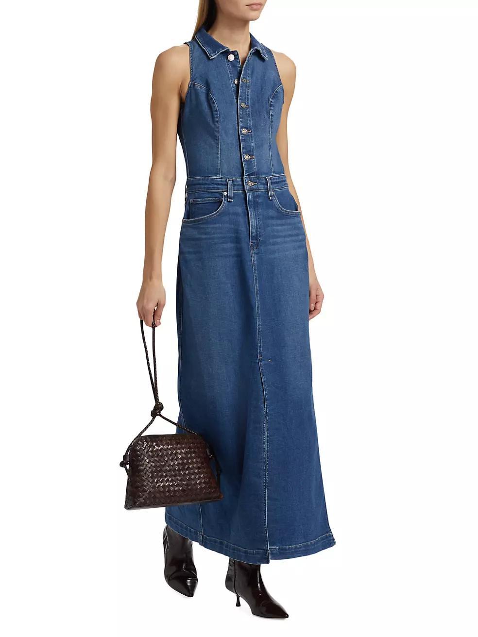 Denim Halter Maxi Dress Product Image