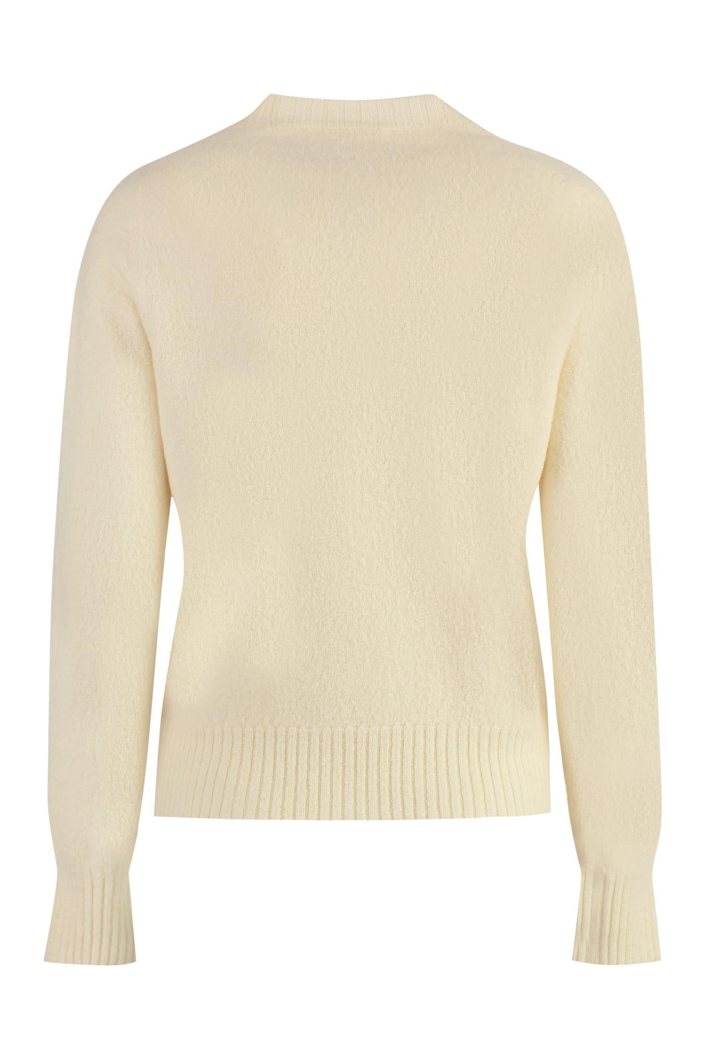 JIL SANDER White Ribbed Wool Pullover For Women In Natural Product Image