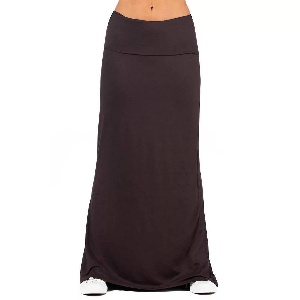 Women's 24Seven Comfort Apparel Foldover Maxi Skirt, Size: Small, Brown Product Image