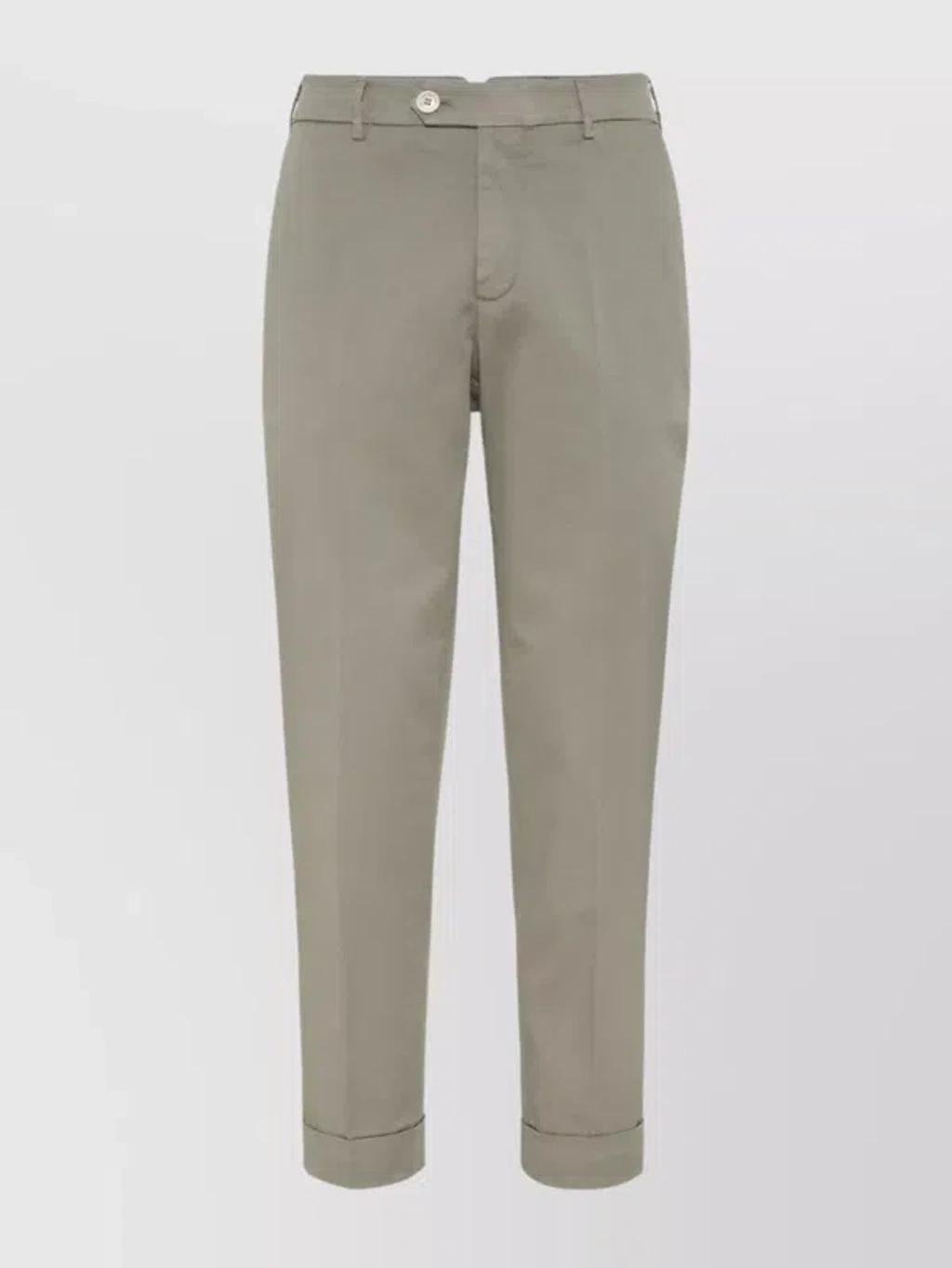 BRUNELLO CUCINELLI Low-rise Tapered Chino Trousers In Green Product Image
