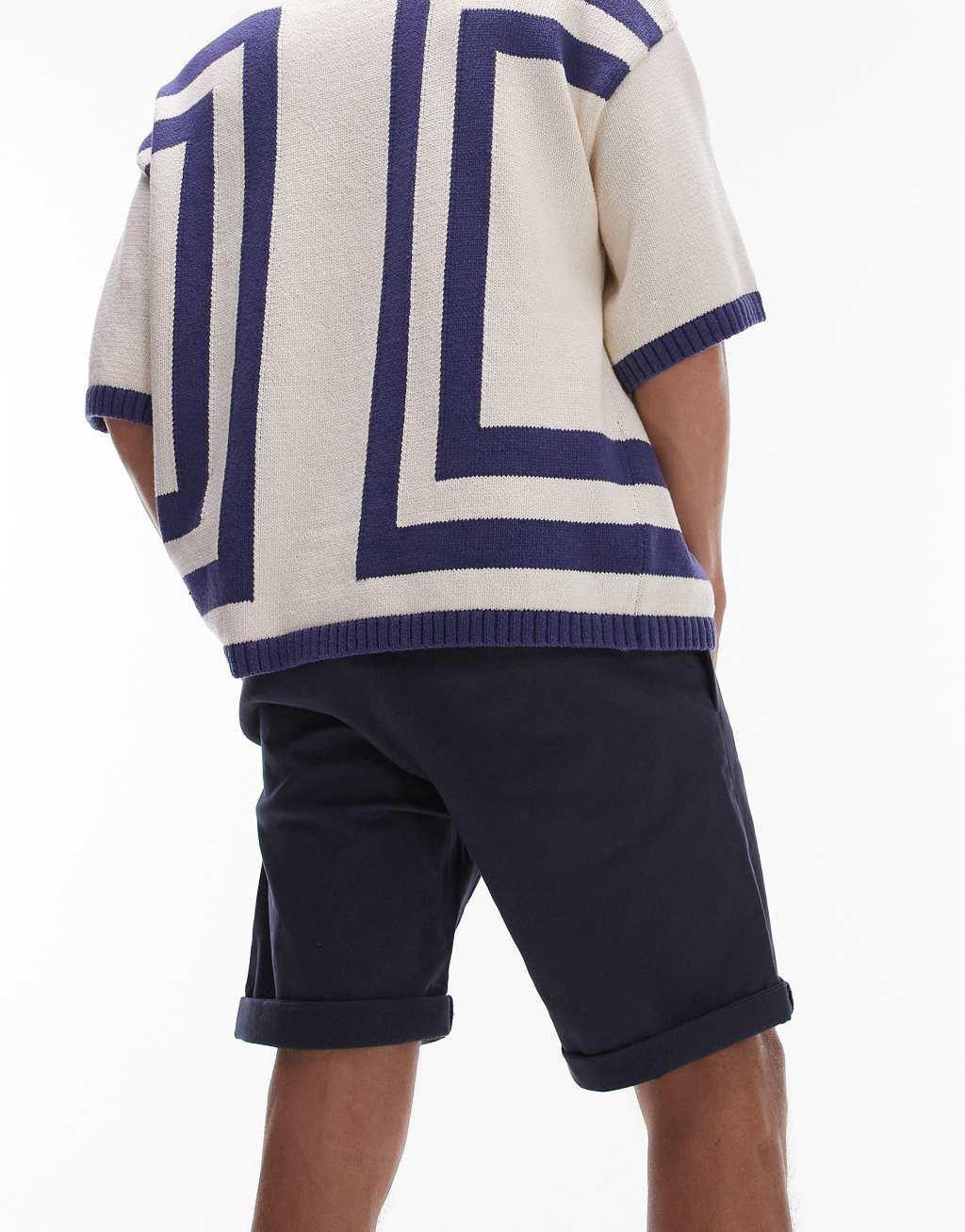 Topman skinny chino shorts in navy Product Image
