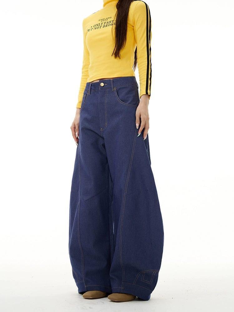 RT No. 11307 UPSIDE DOWN SCIMITAR WIDE DENIM JEANS Product Image