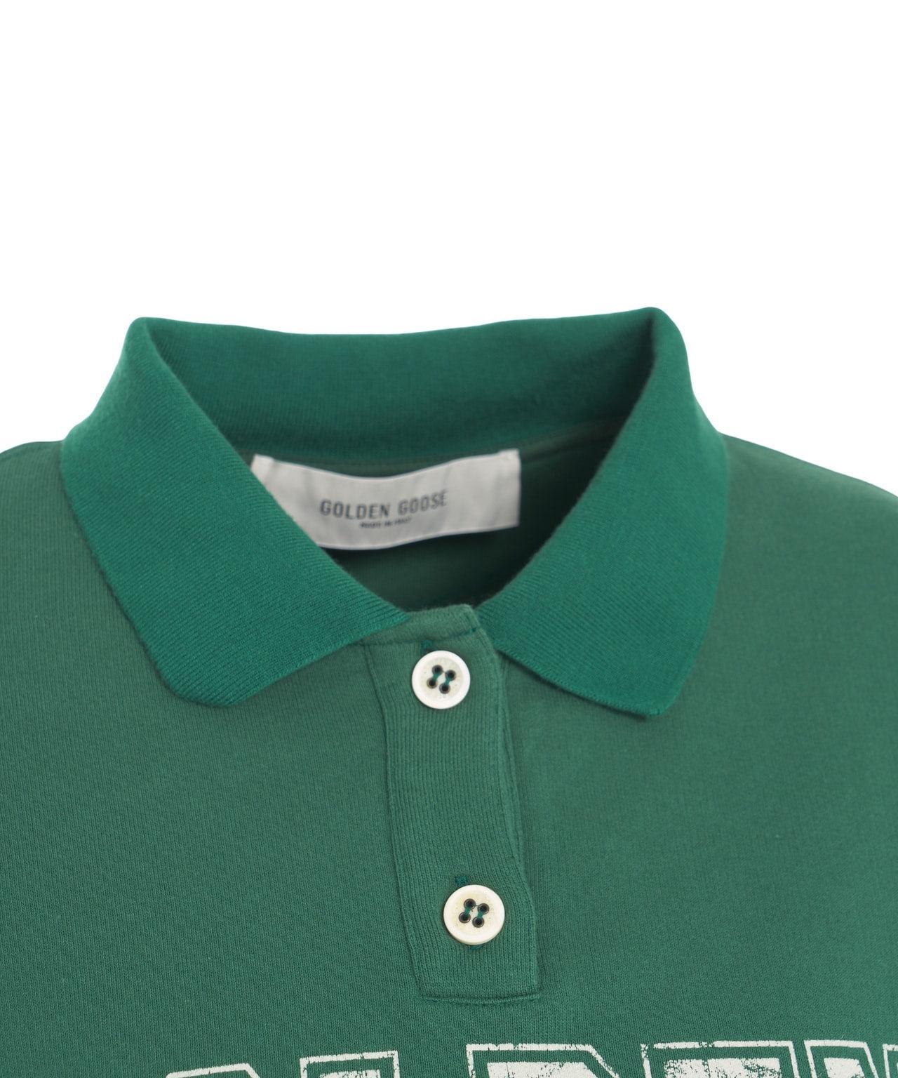 Cropped polo sweatshirt with logo print Product Image