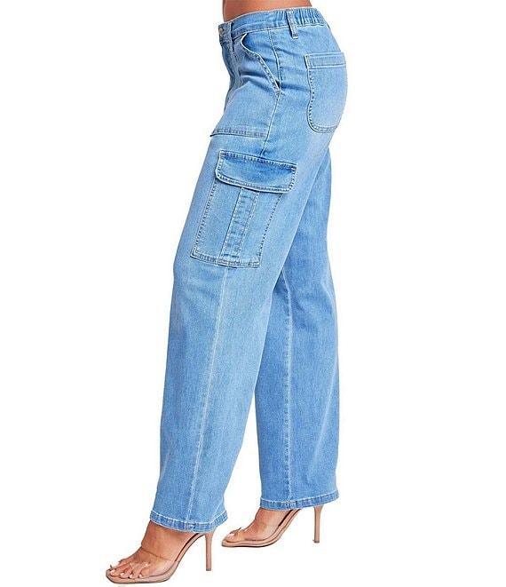 YMI Jeanswear High Rise Cargo Straight Leg Jeans Product Image