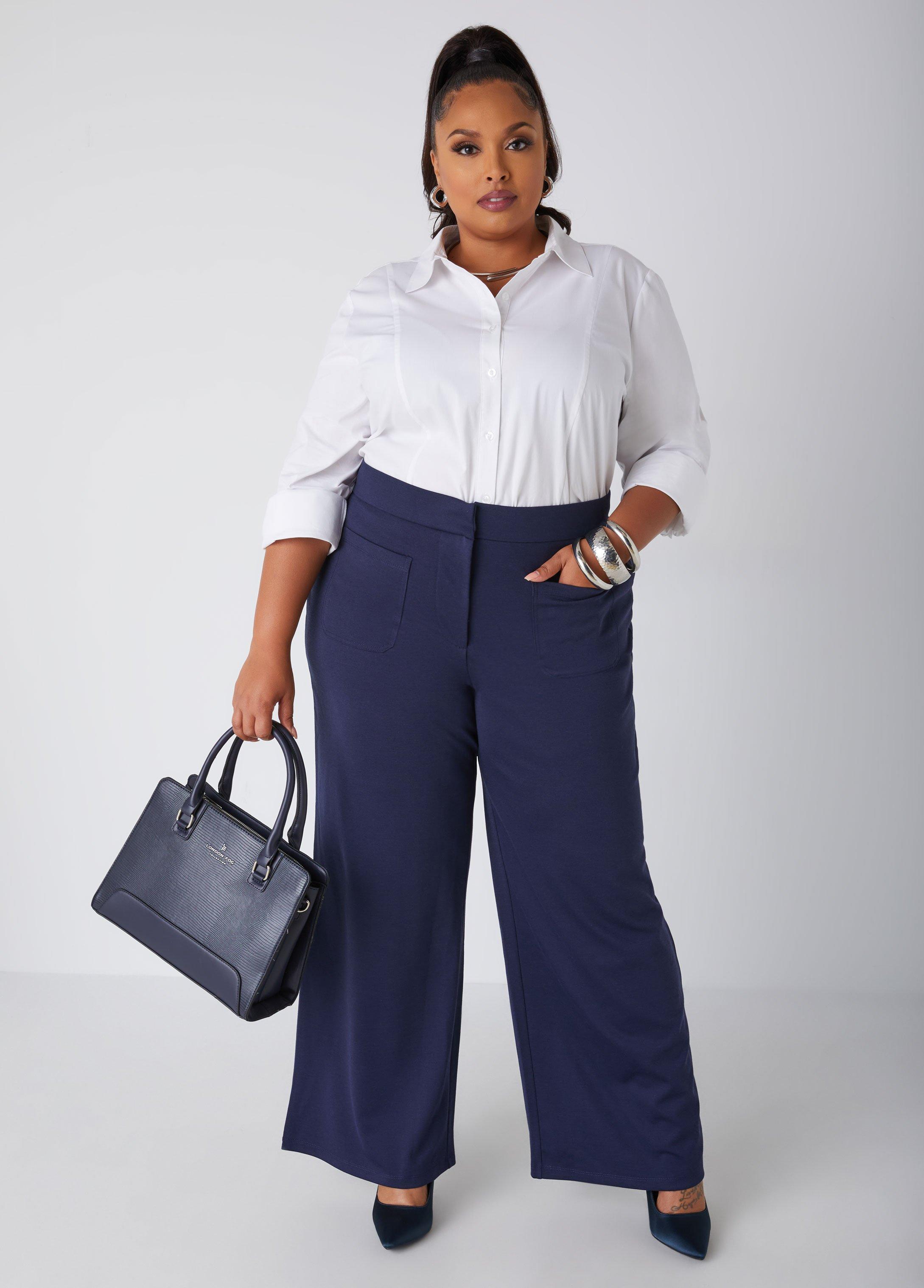 Plus Size High Rise Ponte Wide Leg Pants Ashley Stewart Product Image