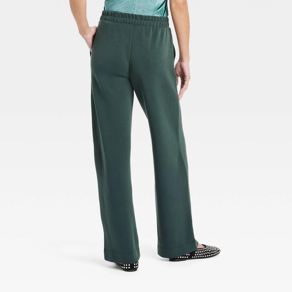 Womens High-Rise Straight Leg Pull-On Pants - A New Day Dark L Product Image