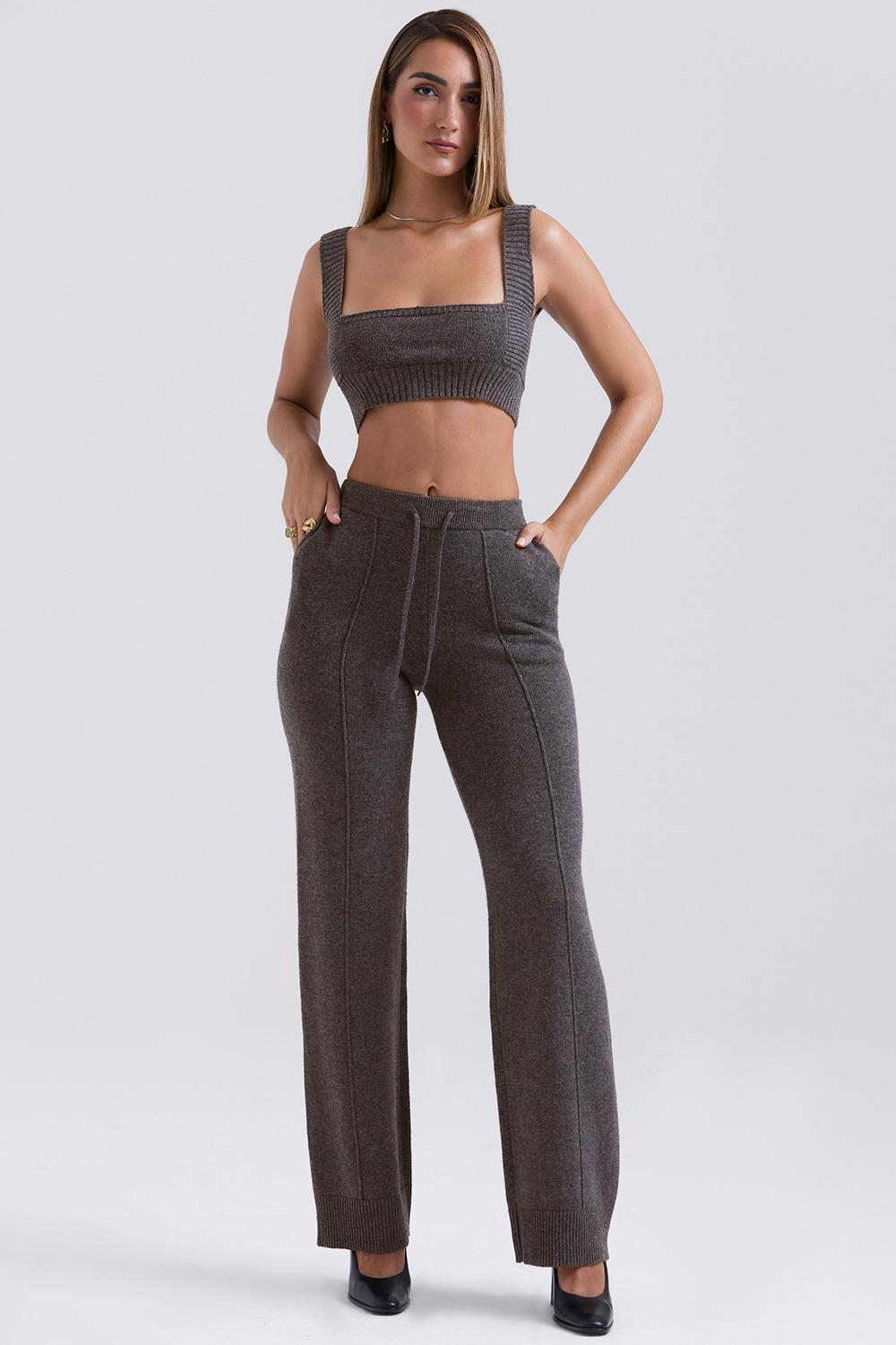 Yalina  charcoal cashmere blend trousers - sale Product Image