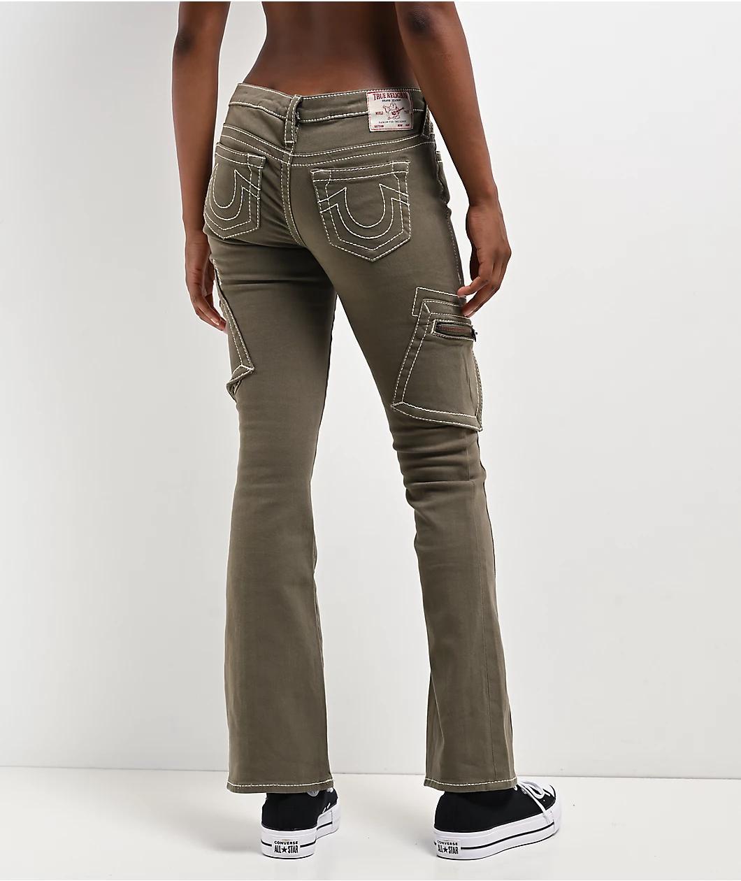 True Religion Becca Low Rise Big T Kalamata Cargo Bootcut Pants Product Image
