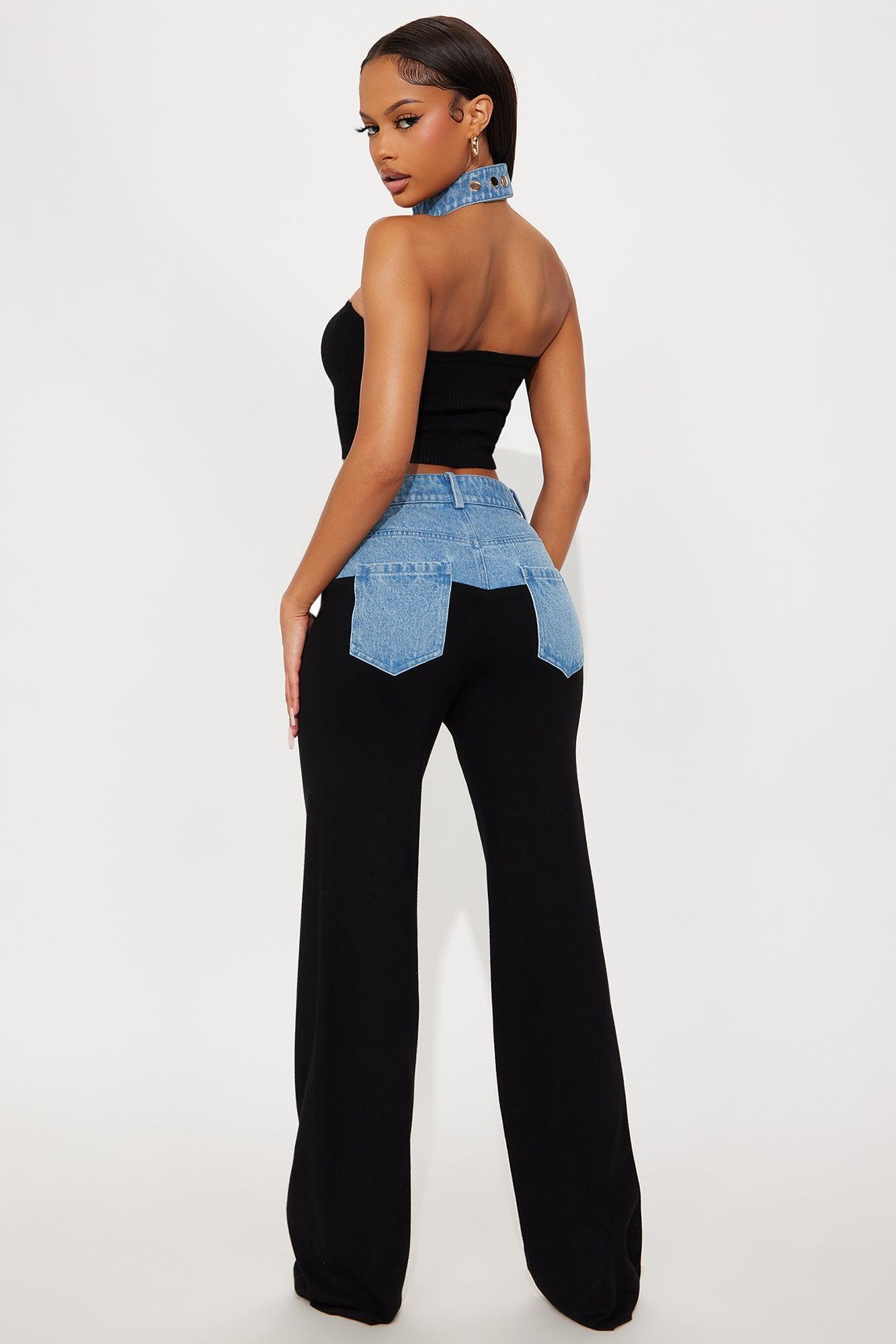 Ready For It Halter Sweater Pant Set - Black/combo Product Image