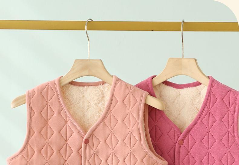 V-Neck Reversible Button-Up Fleece Vest Product Image