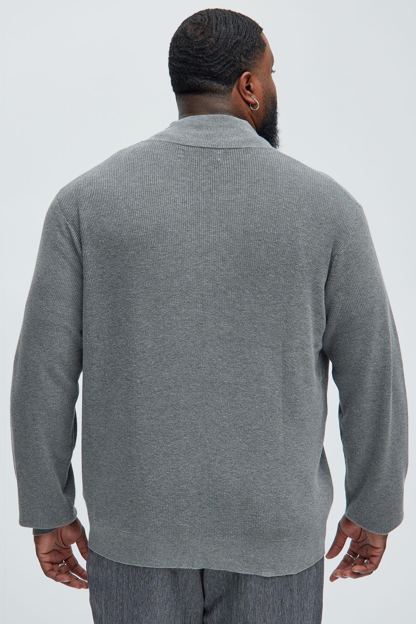 Shawn Full Zip Sweater - Heather Grey Product Image