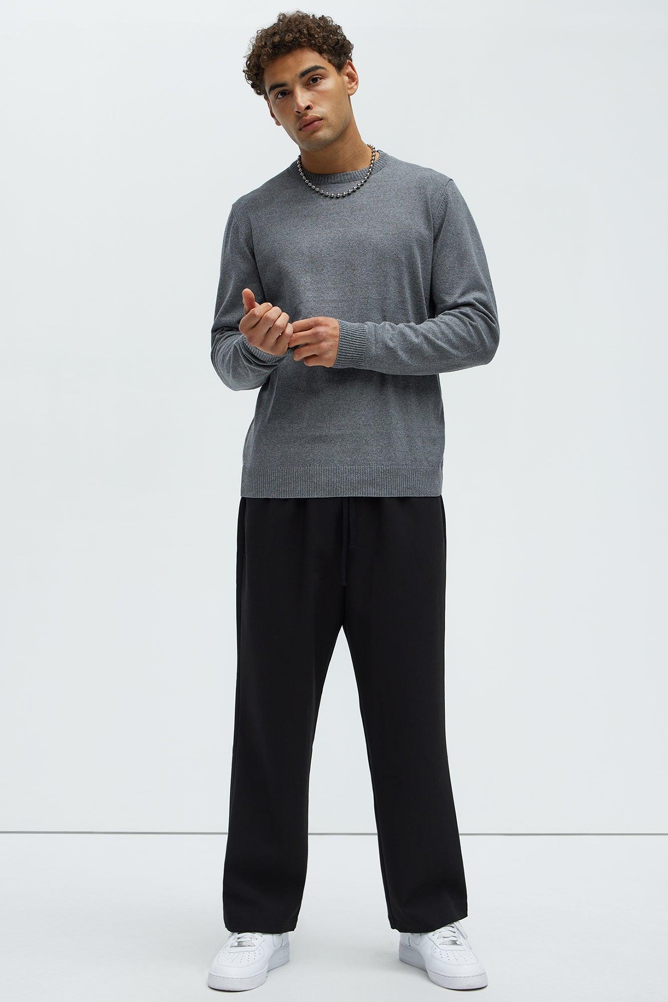 Cozy and Cool Crewneck Sweater - Heather Grey Product Image