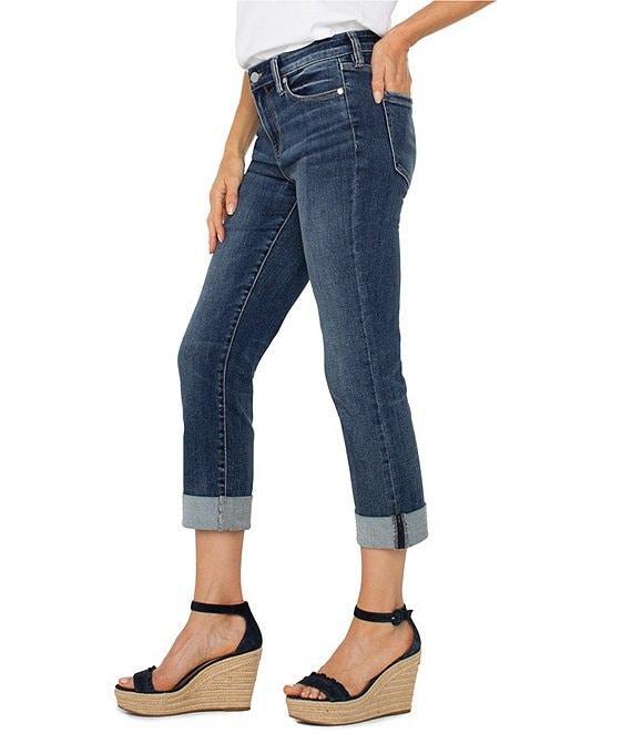 Liverpool Los Angeles Charlie Stretch Denim Mid-Rise Straight Leg Wide Rolled Cuff Jeans Product Image
