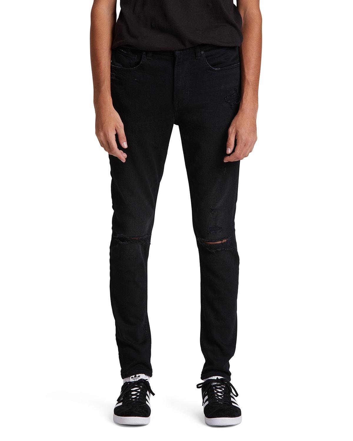 Mens Zack Distressed Ripped Knee Stretch Skinny Jeans Product Image