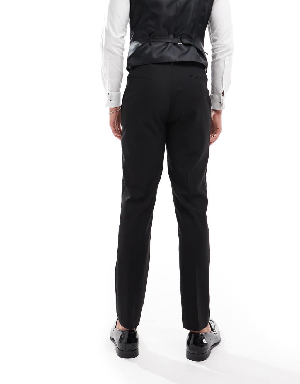 ASOS DESIGN slim tuxedo pants in black Product Image