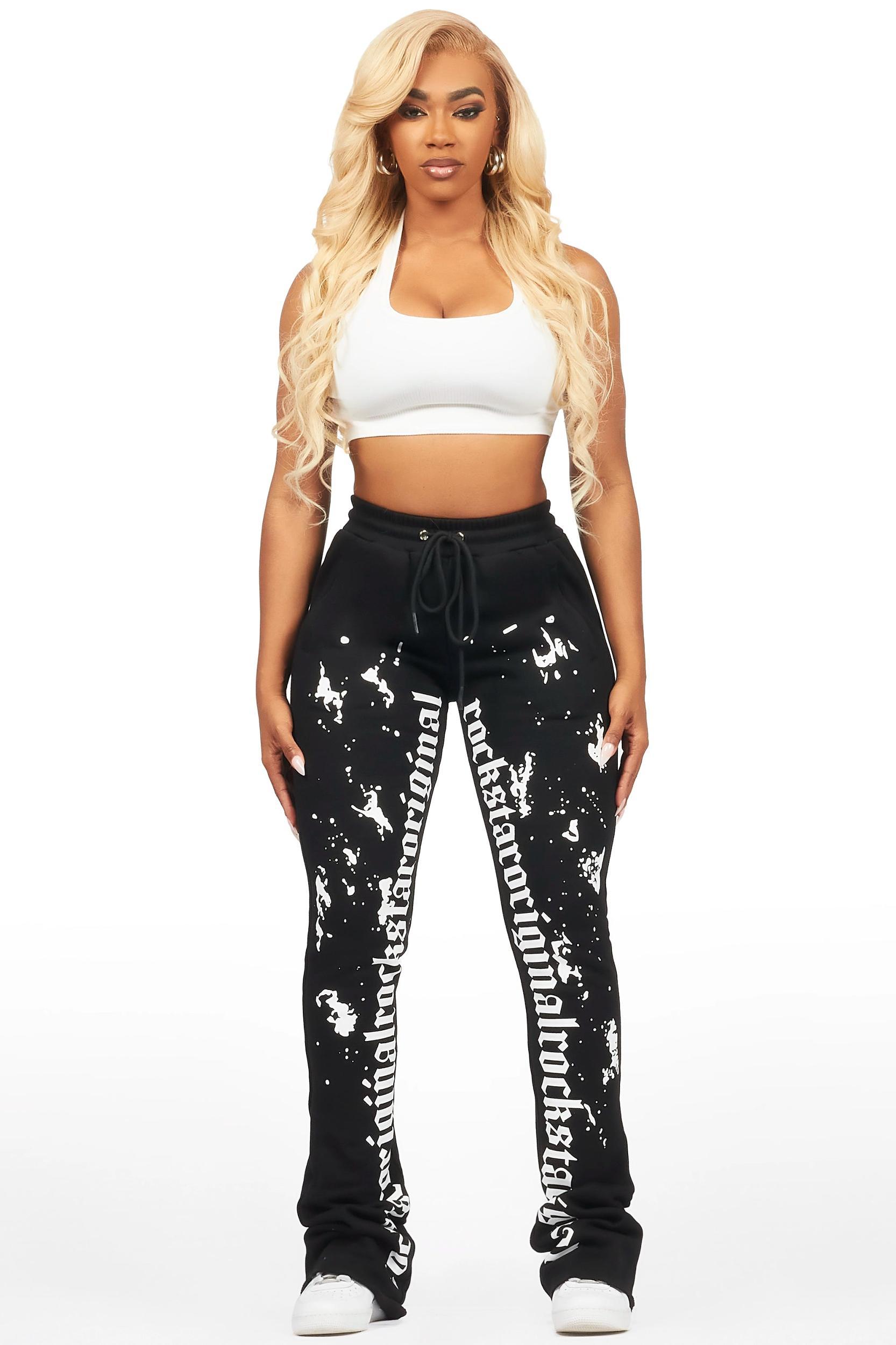 Adwinna Black Super Stacked Track Pant Female Product Image