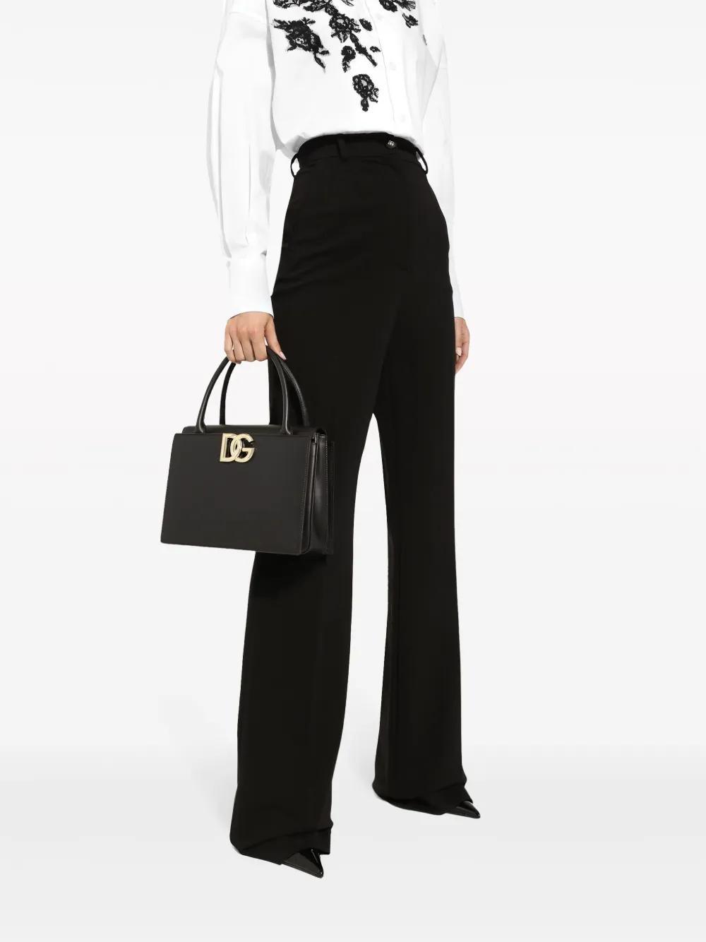 DOLCE & GABBANA Logo-plaque Leather Tote Bag In Black Product Image