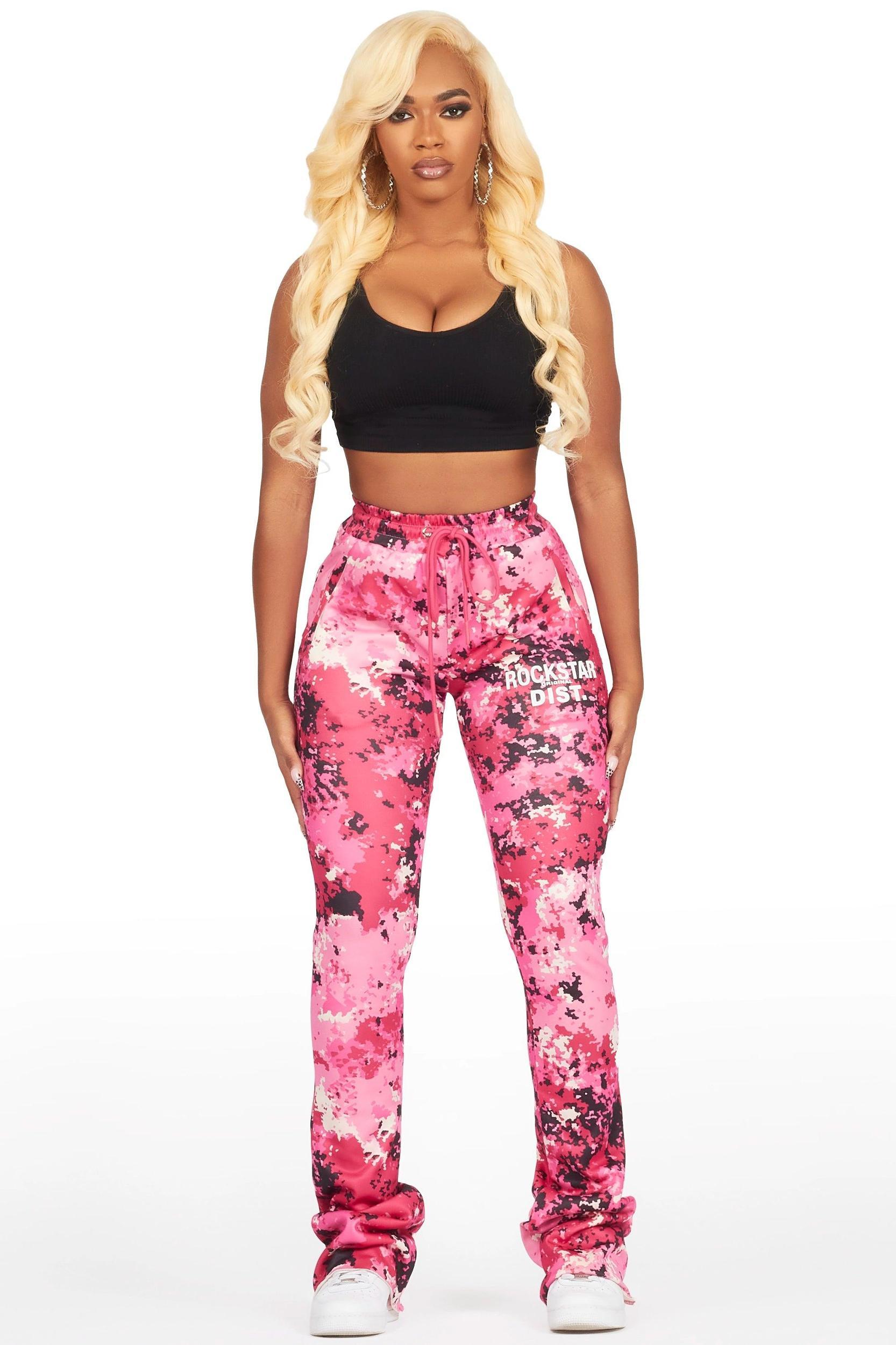 Juliana Pink Digital Camo Super Stacked Track Pant Female Product Image