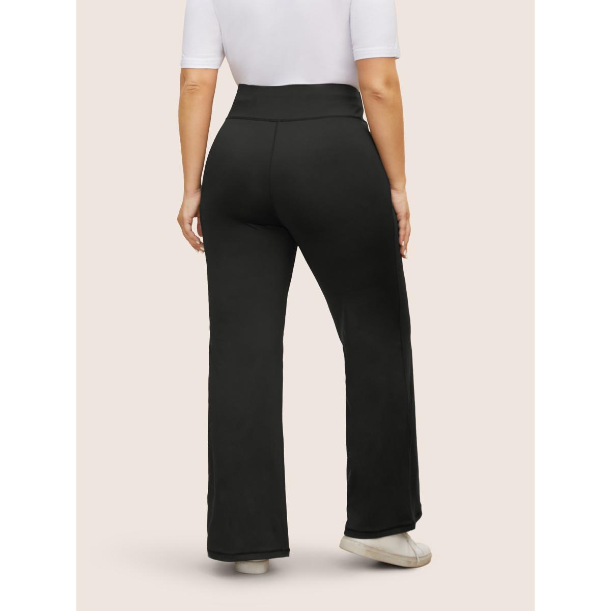 Plus Size Mid Rise High Stretch Bootcut Leggings Women Black Casual High stretch Bootcut Mid Rise Everyday Leggings BloomChic 12/L Product Image