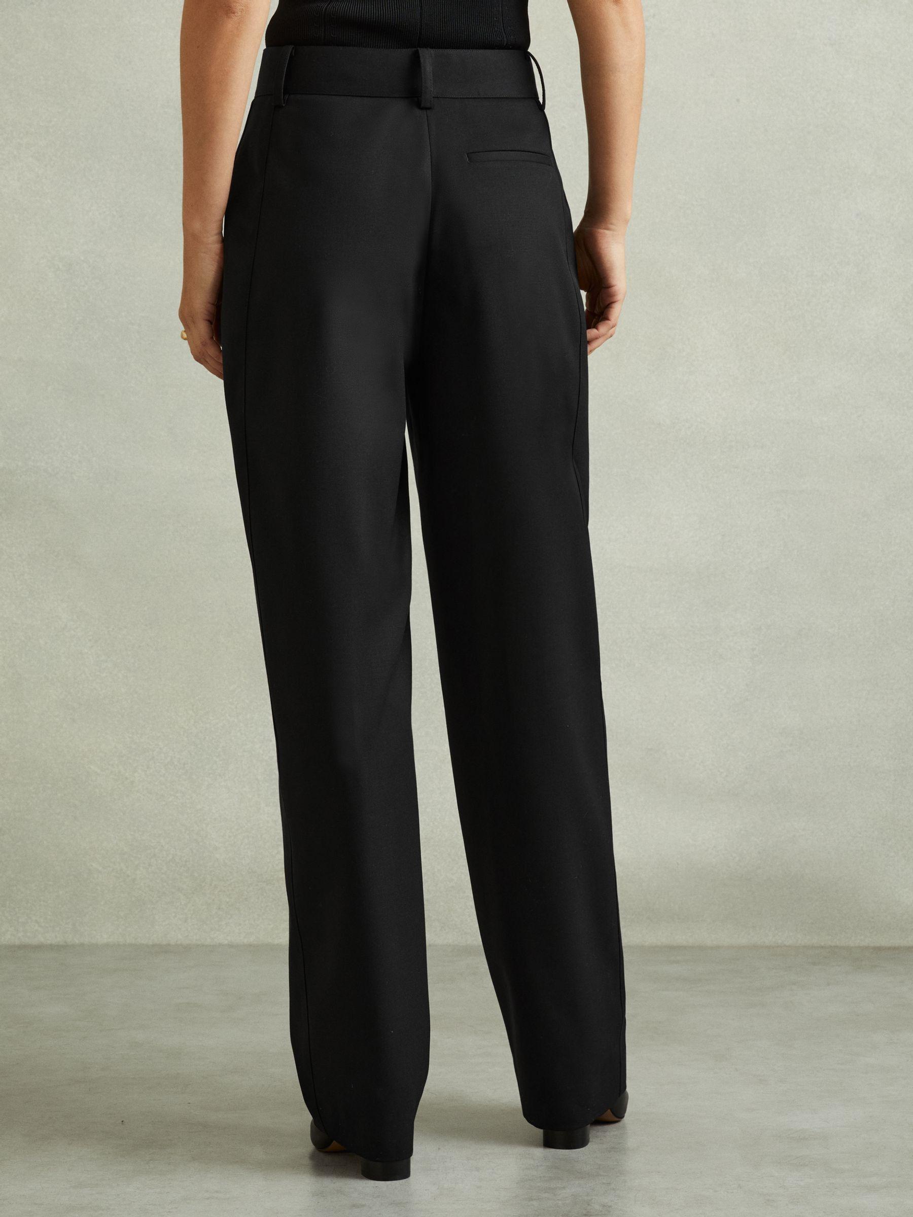 Wool Blend Barrel Leg Trousers in Black Product Image