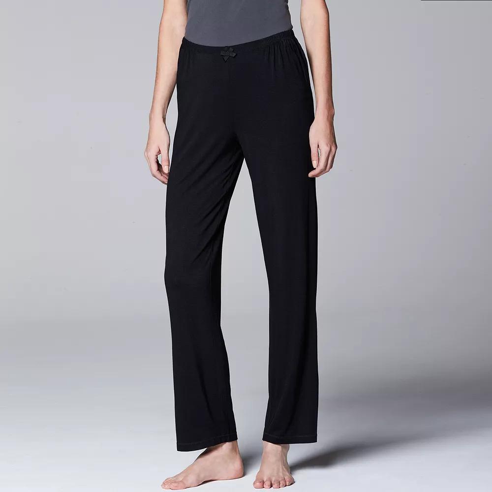 Women's Simply Vera Vera Wang Basic Solid Luxury Pajama Pants, Size: XL, Grey Coal Product Image