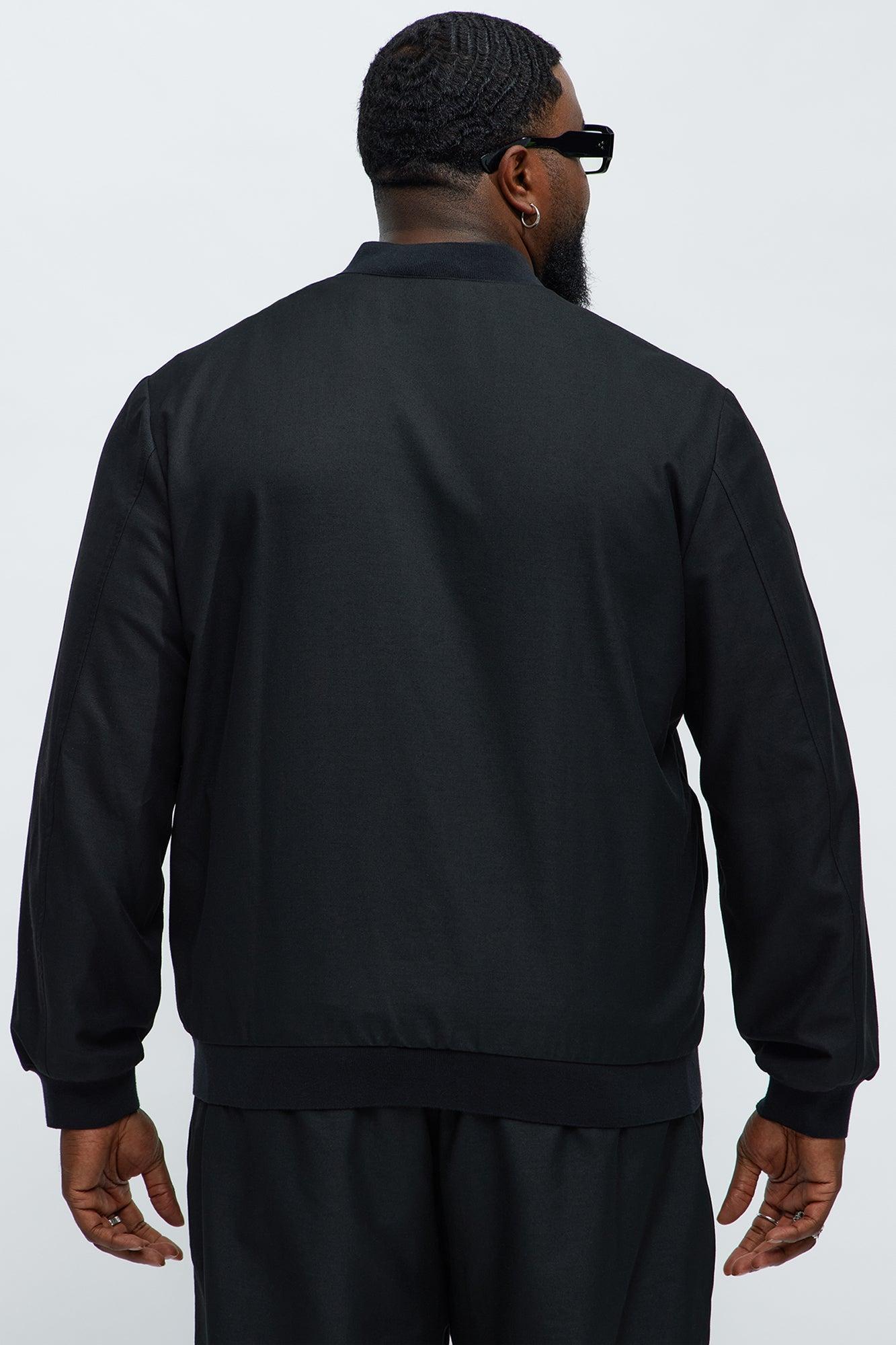 Slim Modern Two-Way Zipper Everyday Bomber - Black Product Image