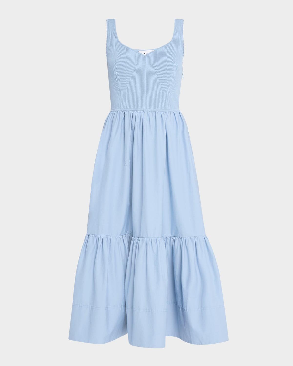 Josephina Sleeveless Rib and Poplin Midi Dress Product Image