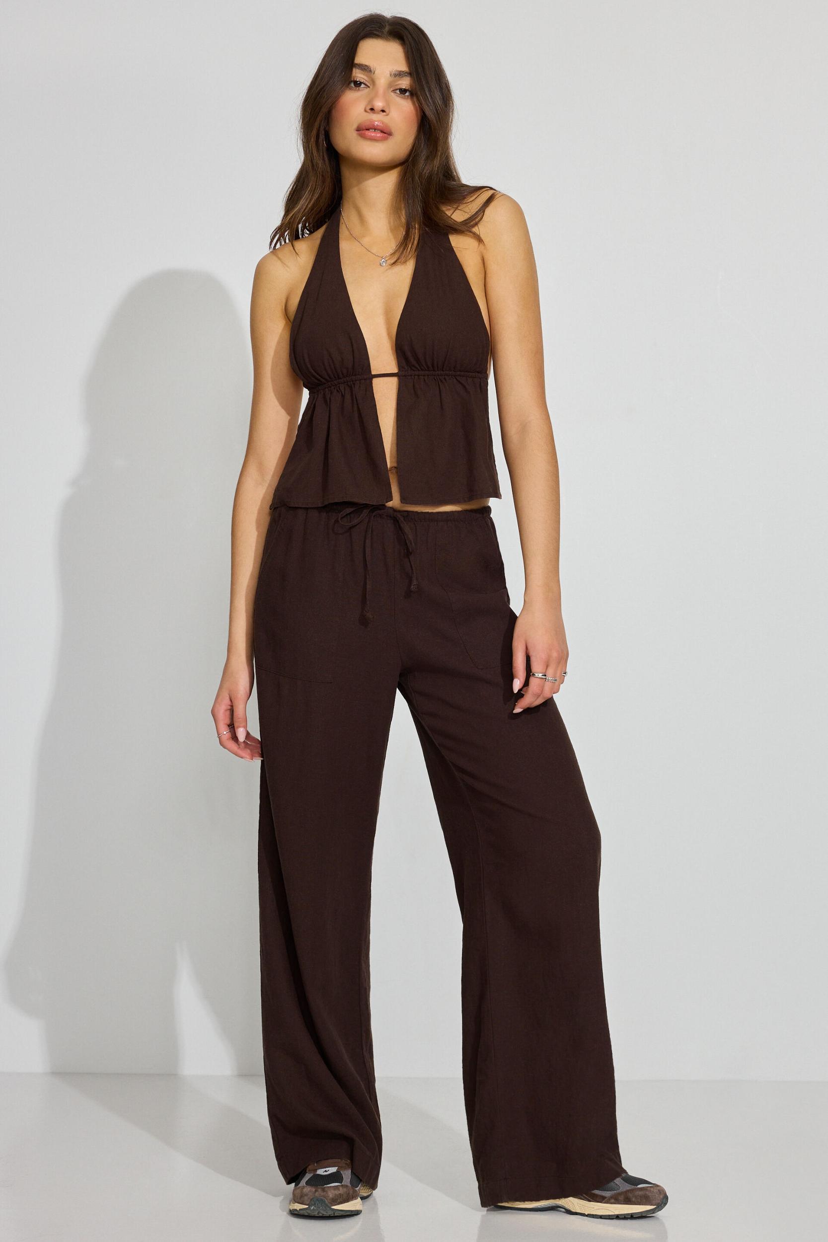 Linen Tie Back Halter Top Product Image