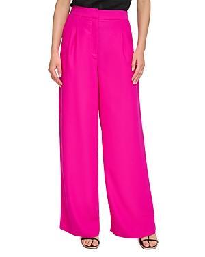 DKNY Pleated Wide Leg Satin Trousers Women's Casual Pants Product Image