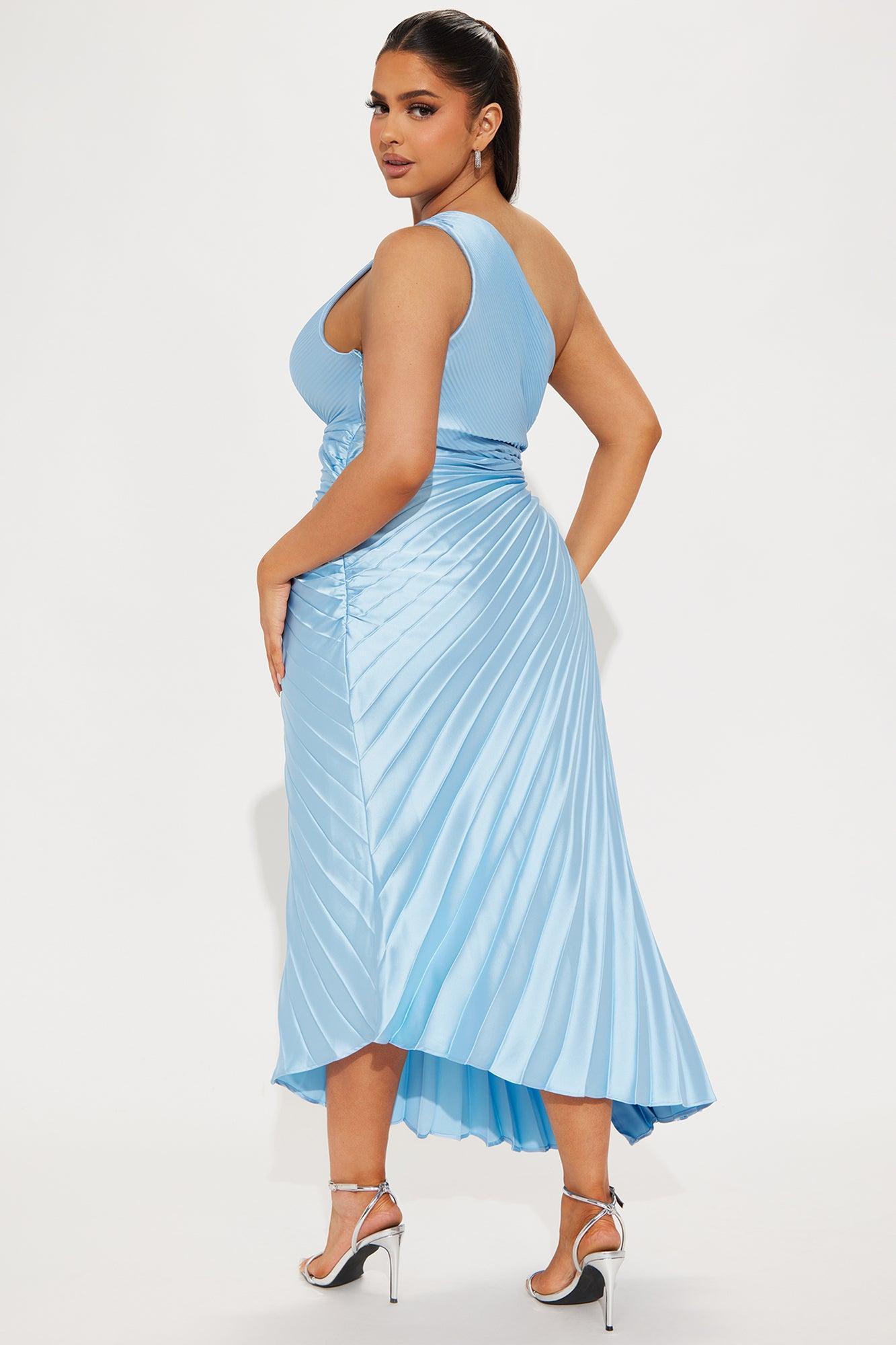 Belle Satin Maxi Dress - Light Blue Product Image