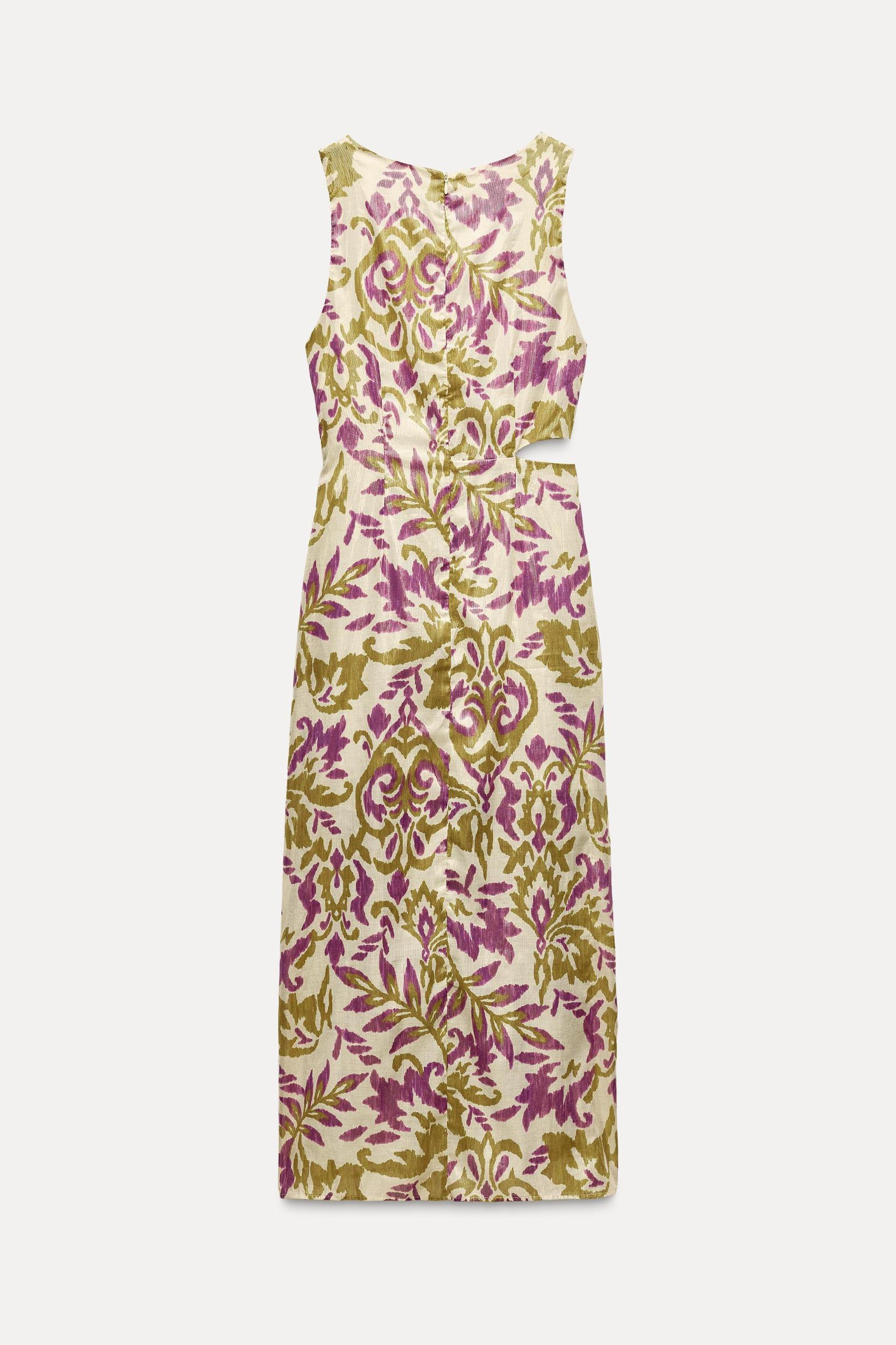 PRINTED MIDI DRESS WITH METALLIC THREAD Product Image