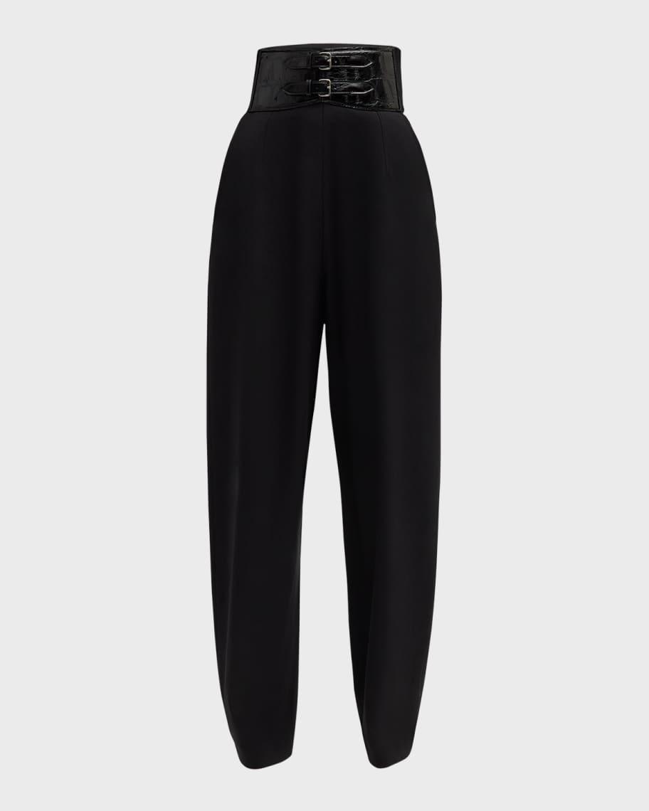 High-Rise Belted Trousers Product Image