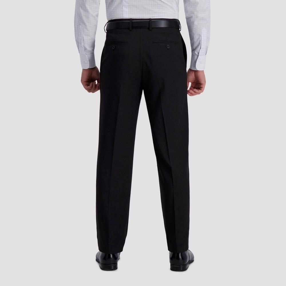 Haggar H26 Men's Stretch Dress Pants - Black 42x30: Midweight, Relaxed Leg, Fly Hook Closure Product Image