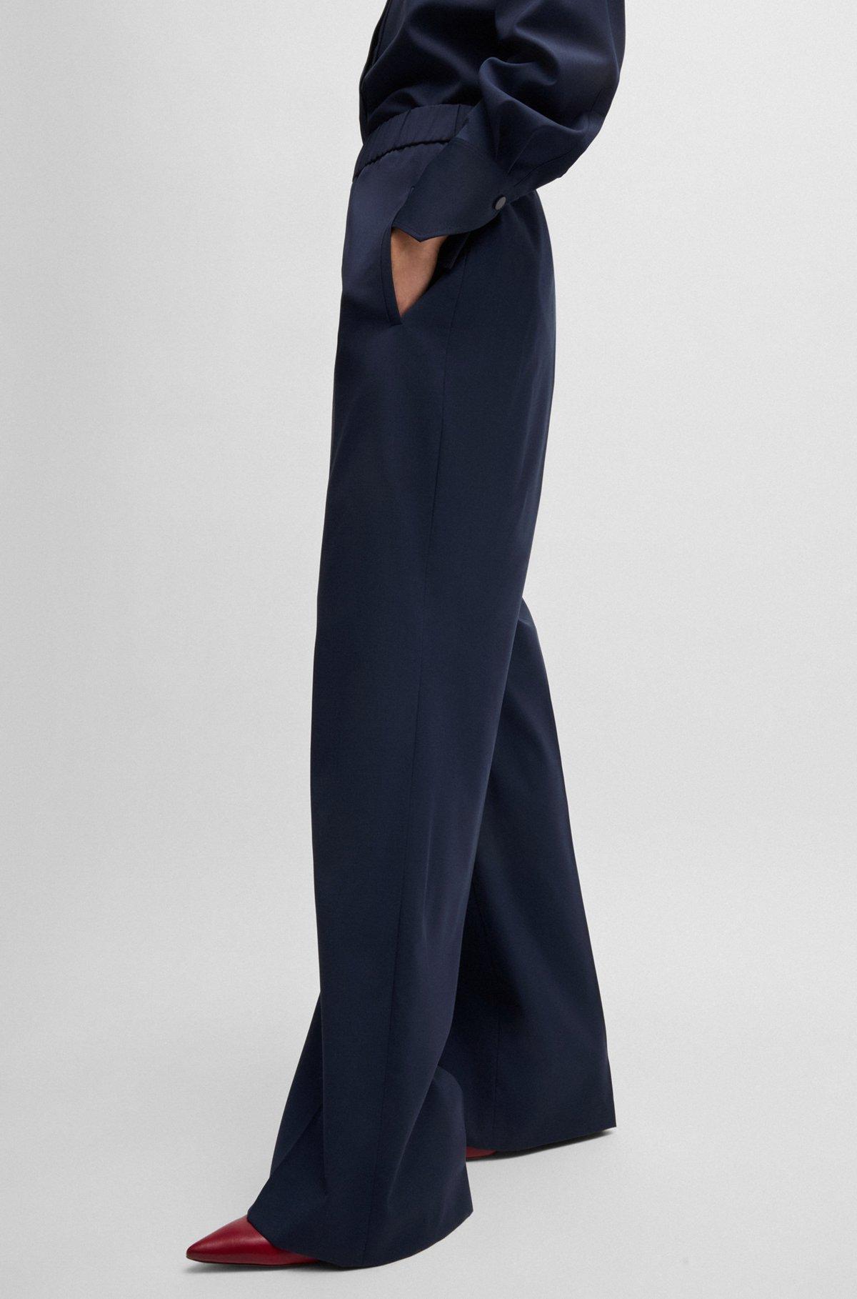 BOSS - Relaxed-fit trousers in wool - Dark Blue Product Image