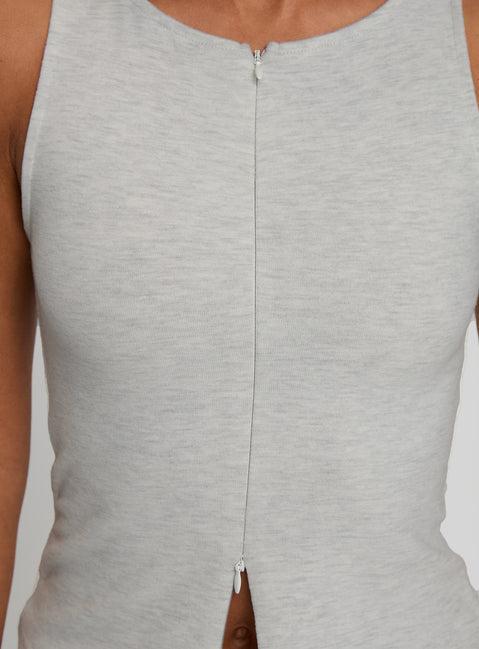 Kortez Zip Through Top Grey Marle Product Image