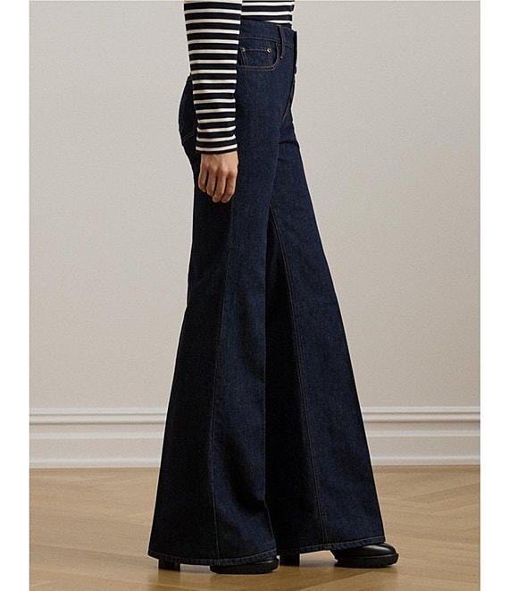 Lauren Ralph Lauren High Rise Button-Front Flared Jeans Product Image