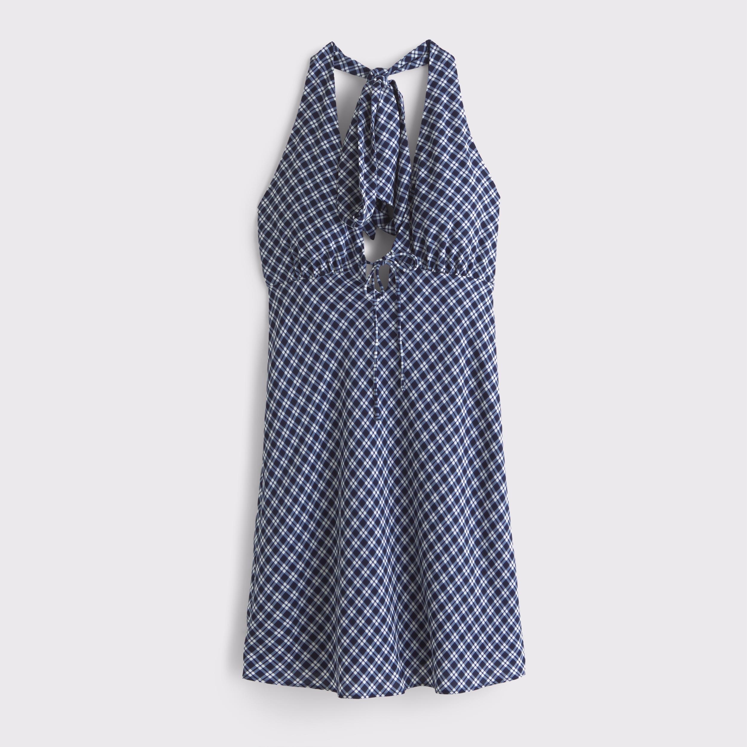 Halter Tie-Front Slip Mini Dress Product Image