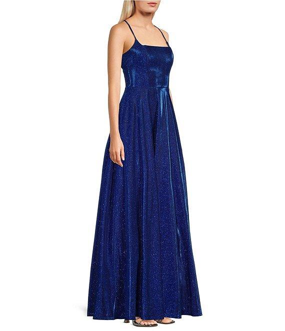 City Vibe Square Neck Spaghetti Strap Cage Back Bodice Ballgown Product Image