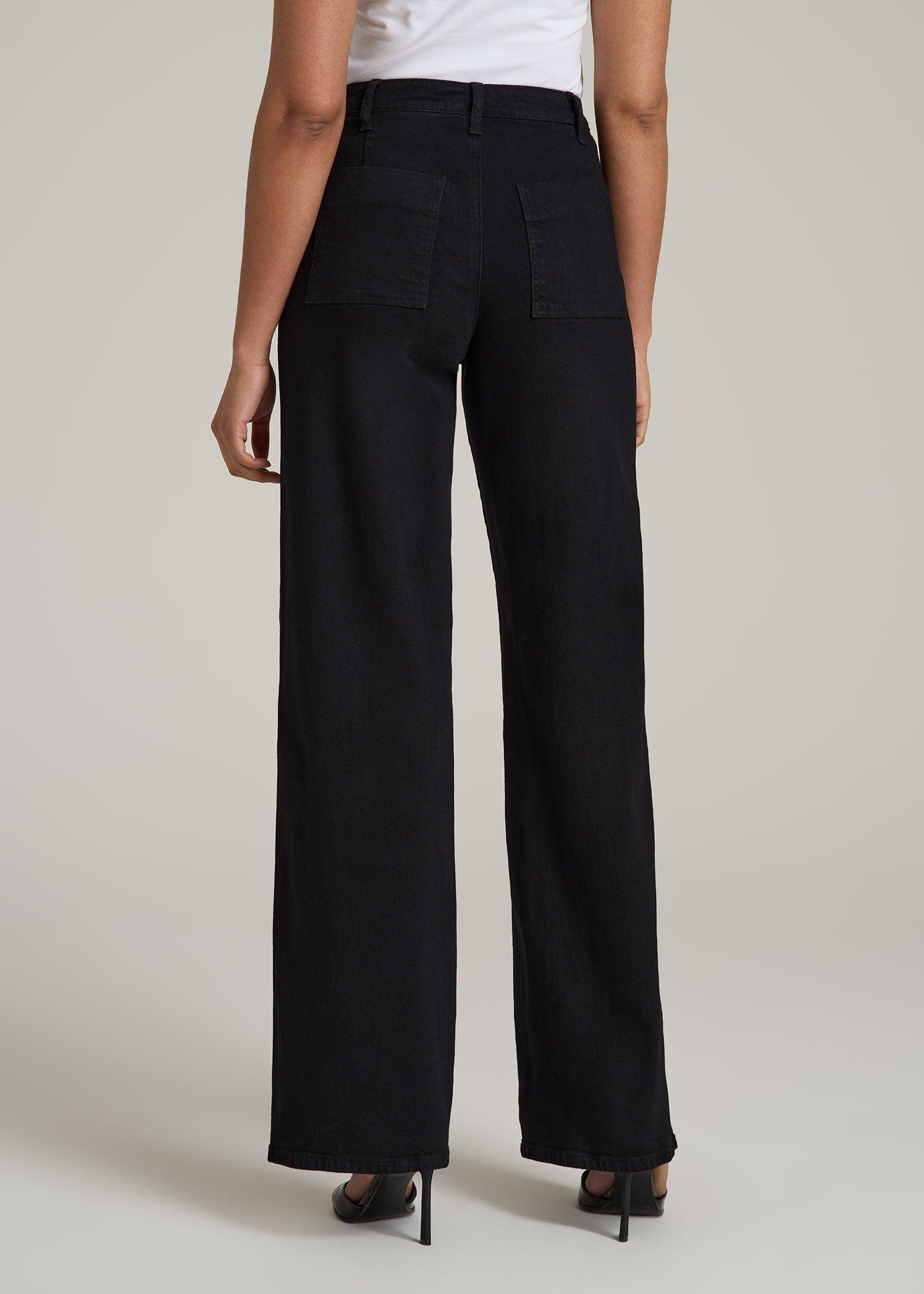 Stevie Wide Leg Patch Pocket Jeans for Tall Women in Black Product Image