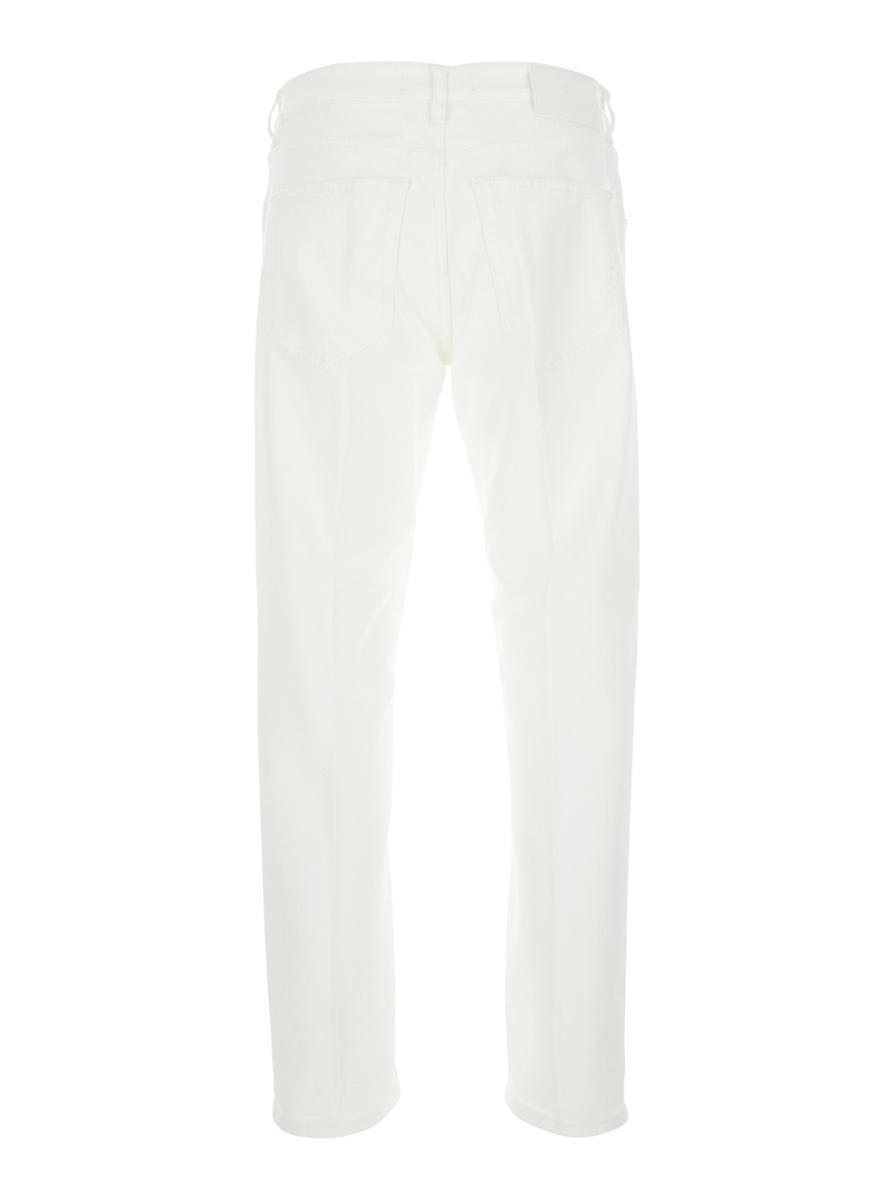 PT TORINO White Five Pocket Jeans With Logo Patch On The Back In Cotton Man Product Image