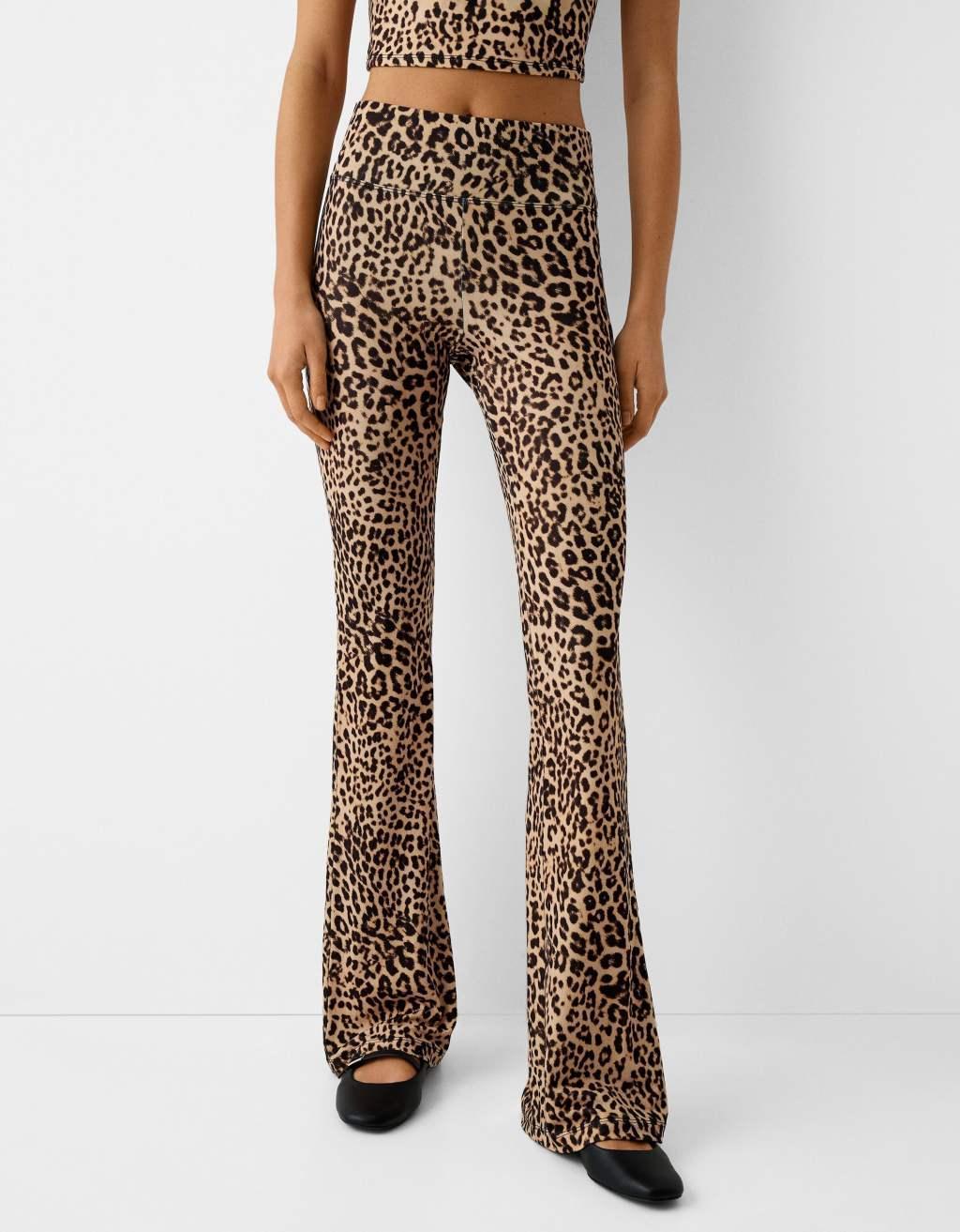 Bershka flared pants in leopard print Product Image
