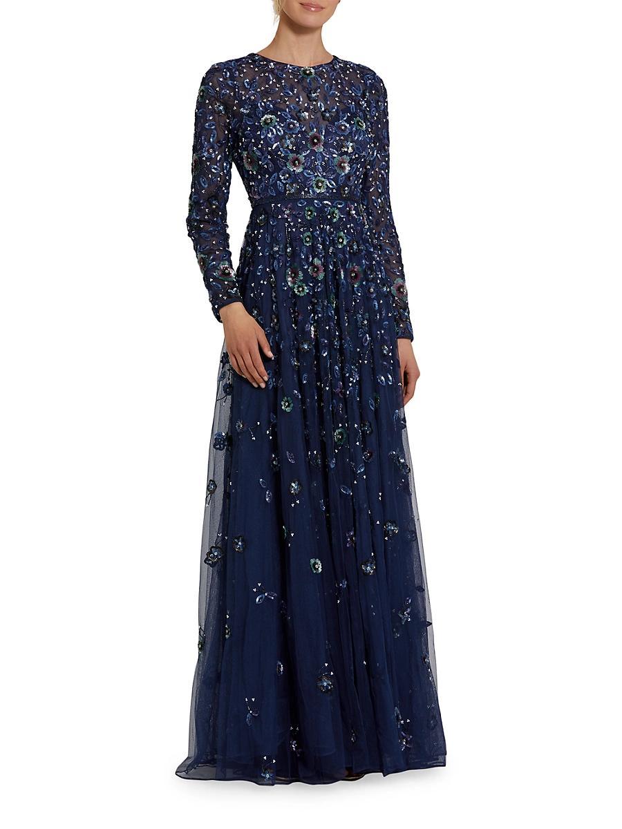 Womens Floral A-Line Gown Product Image