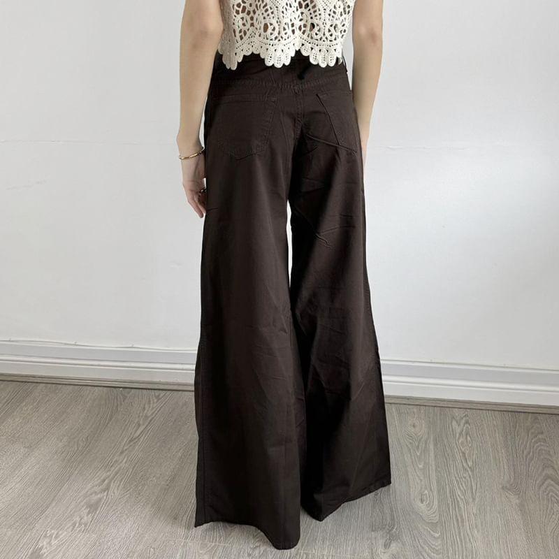 Low Rise Plain Maxi Flared Jeans Product Image