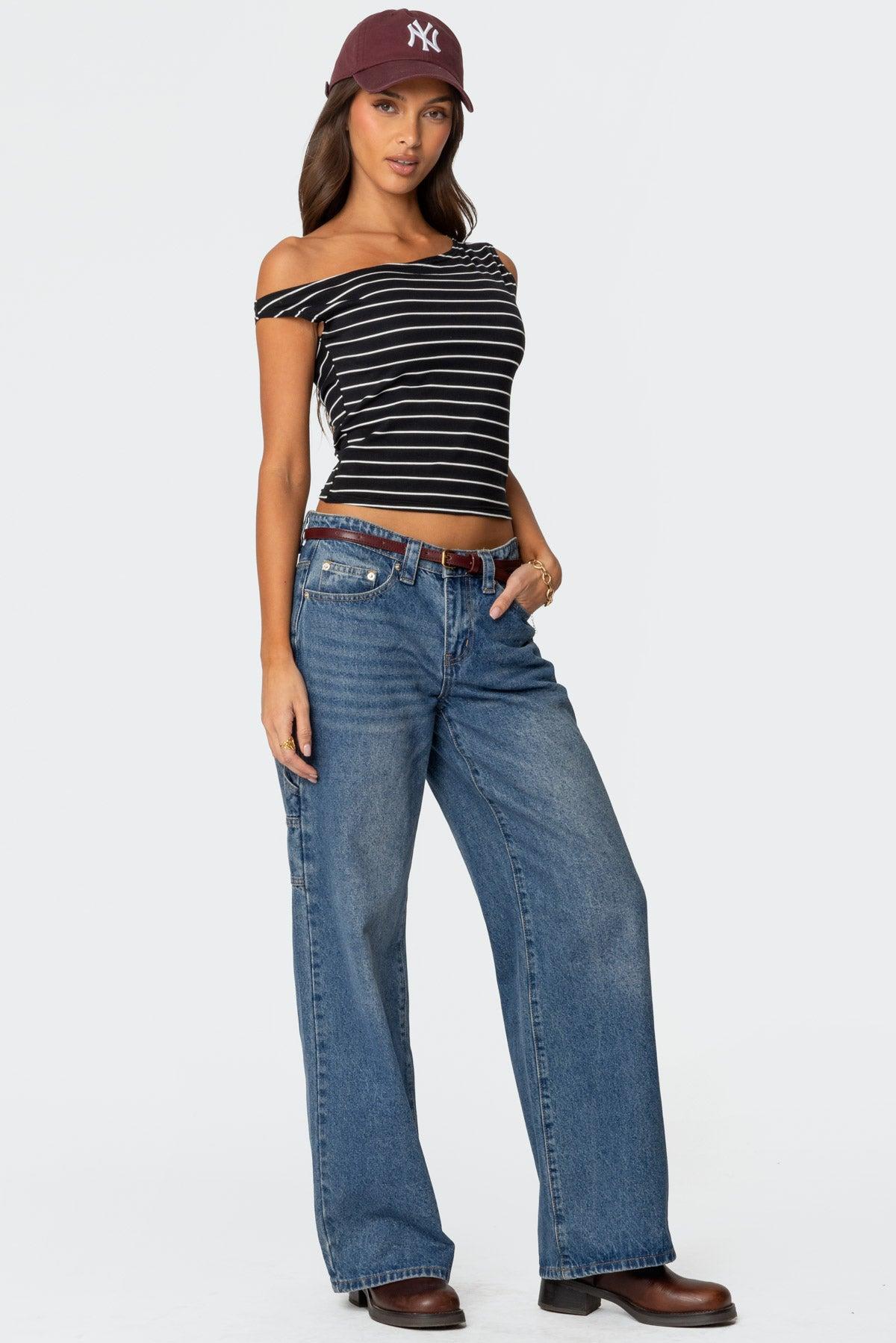Keryn Striped Asymmetric Top Product Image
