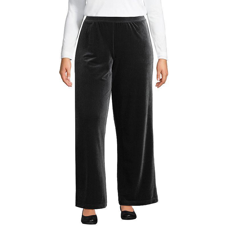 Womens Lands End Starfish Velvet High-Rise Wide Leg Pants Rich Red Product Image